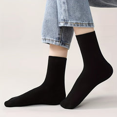 8 Pairs Solid Mid Tube Socks Women's Stockings