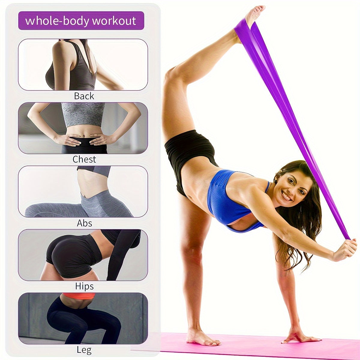 5pcs Elastic Resistance Bands for Hip Lifting Body Shaping Strength Training