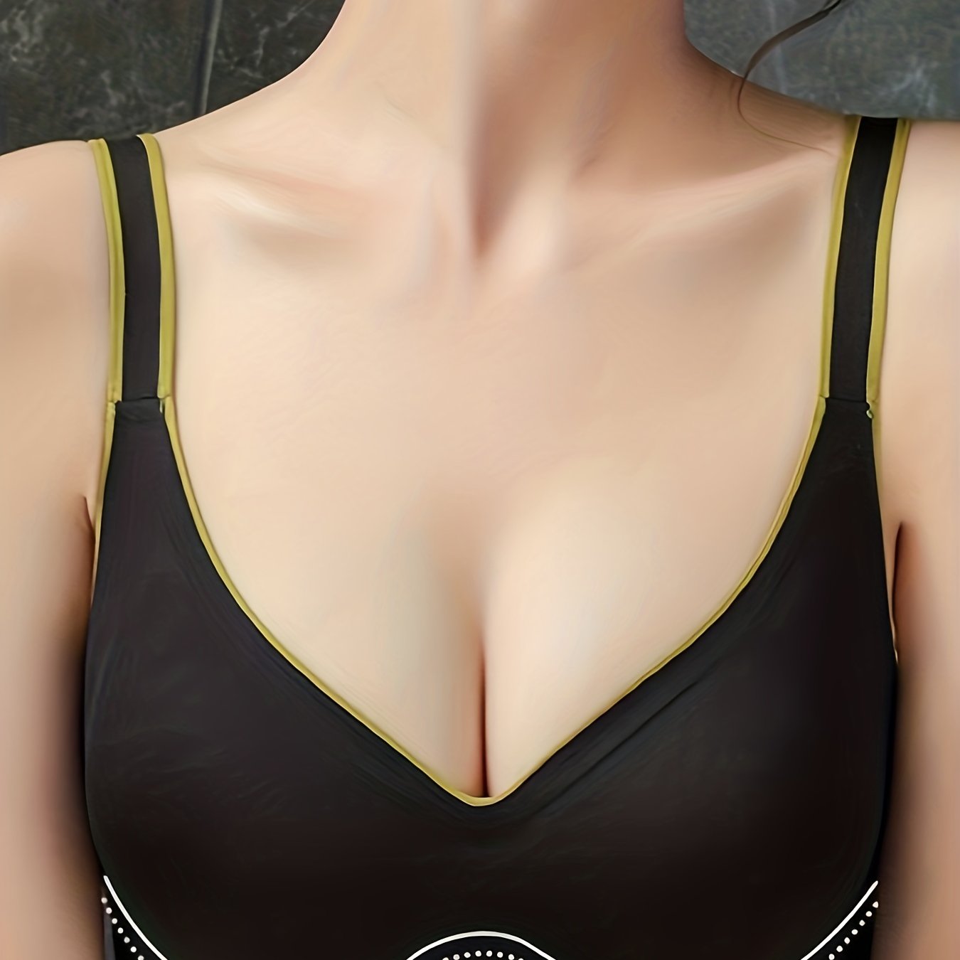 Colorblock Trim Wireless Push Up Bra with Breathable Design