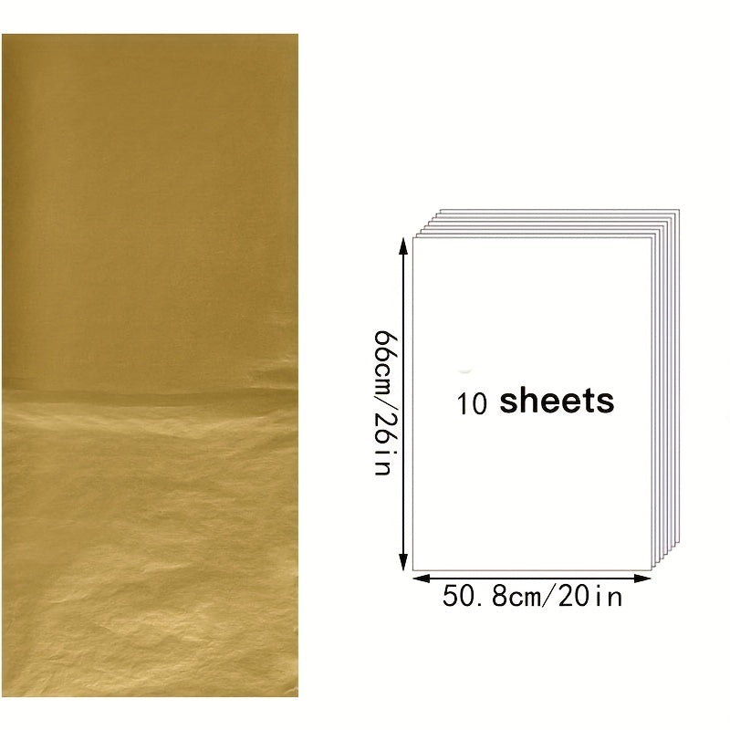 Metallic Golden Print Tissue Paper Bulk, 10 Sheets