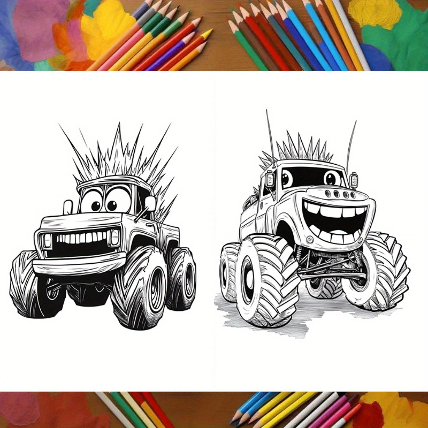 Monster Truck Coloring Book: Fun Activity for Kids & Adults
