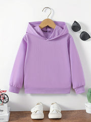 Kids Solid Hooded Sweatshirt, Comfortable & Versatile