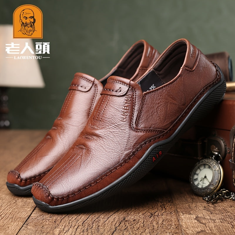 LAORENTOU Men Leather Loafer Shoes Slip On Lightweight Durable Non Slip Driving