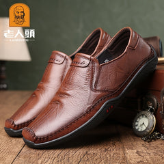 LAORENTOU Men Leather Loafer Shoes Slip On Lightweight Durable Non Slip Driving