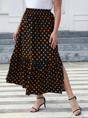  Casual Skirt Women's Plus Dot Print Smock Maxi Skirt