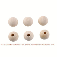 Unbleached Wooden Ball Bead DIY Accessories Necklaces No Holes 100pcs
