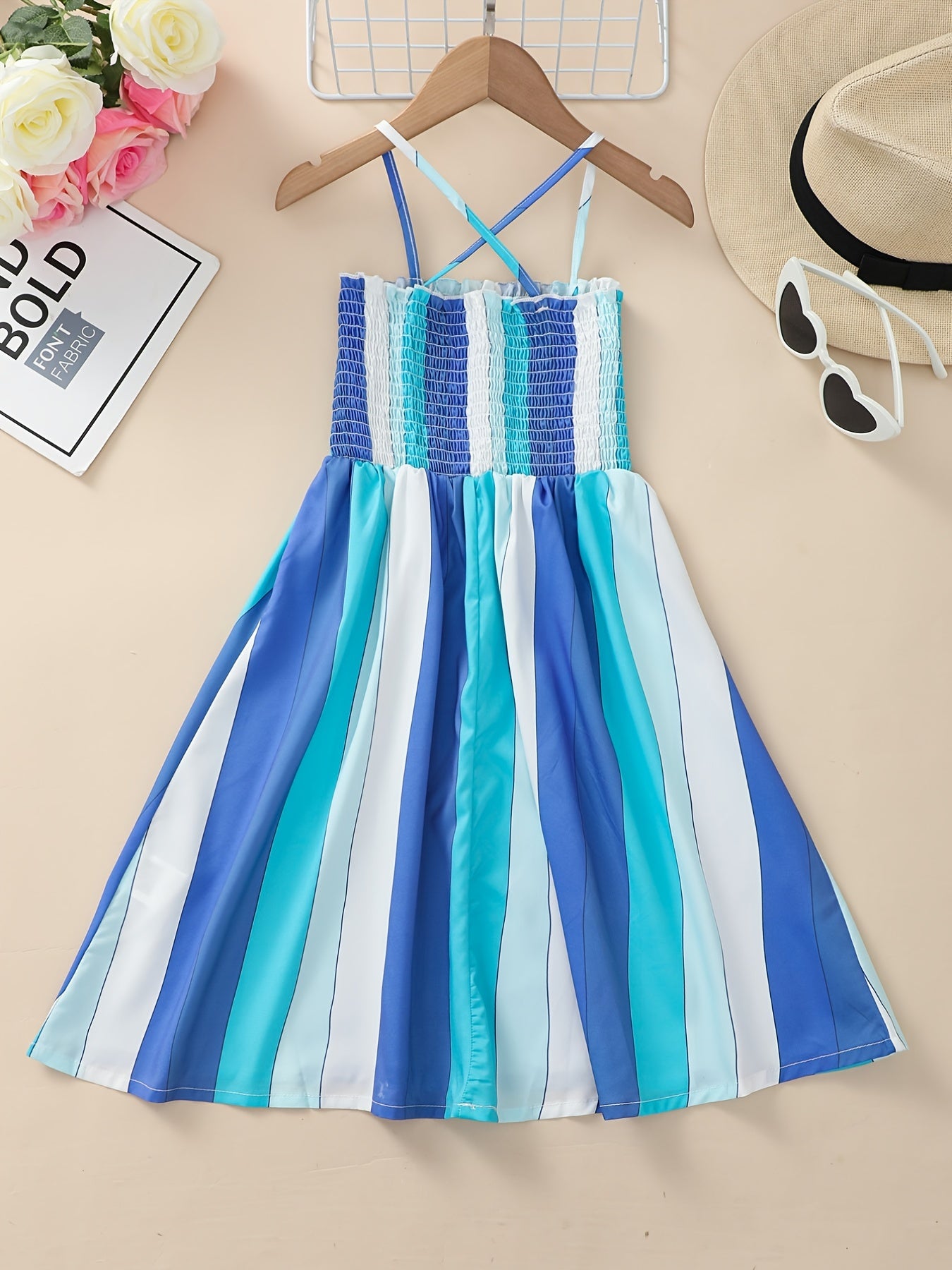 Girls Block Striped Cami Dress for Summer Holiday