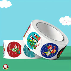 500pcs Christmas Theme Gift Tag Stickers Roll