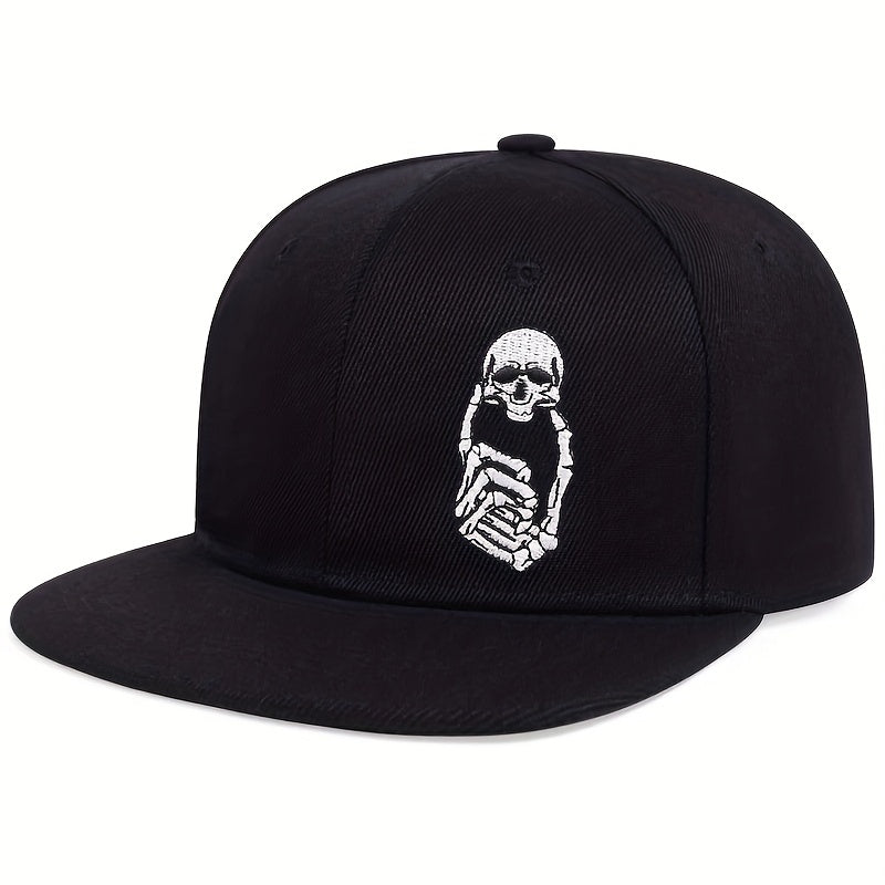 Skull Rose Print Snapback Hat Hip Hop Unisex Solid Couple Baseball Cap