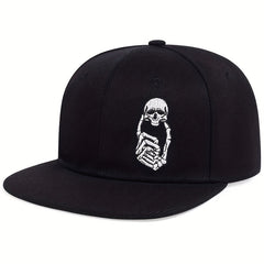 Skull Rose Print Snapback Hat Hip Hop Unisex Solid Couple Baseball Cap