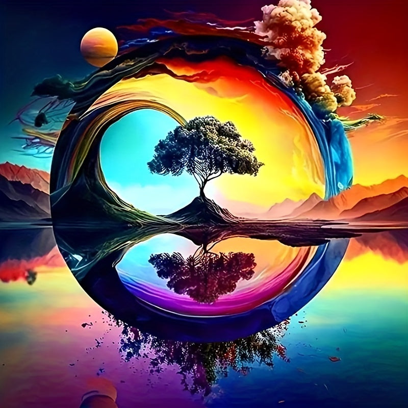 DIY 5D Diamond Painting Set Landscape Reflective Tree Full Drill