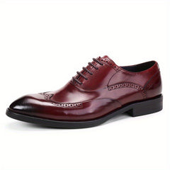 FARWARWO Wingtip Brogue Leather Oxford Shoes Light Brown