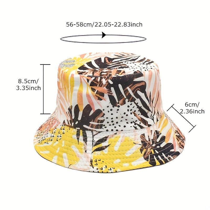 Coconut Tree Print Reversible Bucket Hat for Women