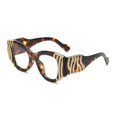 Rhinestone Cat Eye Metal Eyeglasses Clear Lenses Non prescription Retro Eyewear