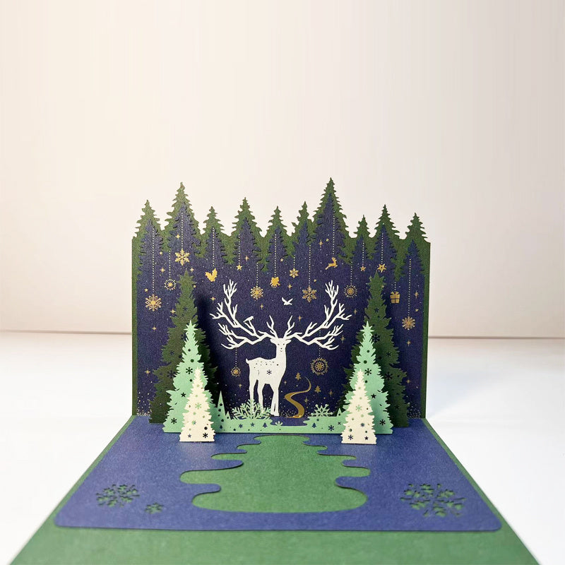 3D Christmas Card Sparkling Tree Blessing Message