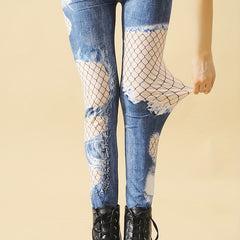 Fishnet Pattern Pantyhose High Waist Elastic Slim Pantyhose