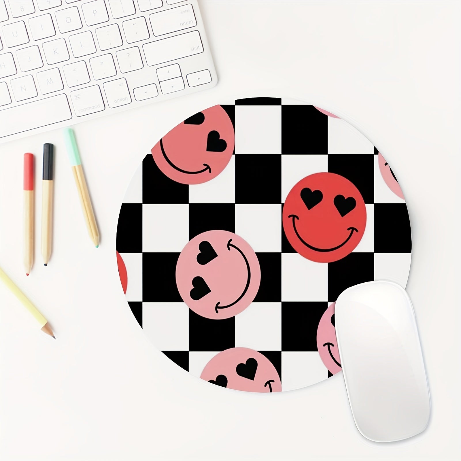 Happy Face Mouse Pad Non Slip Rubber Base for Laptop