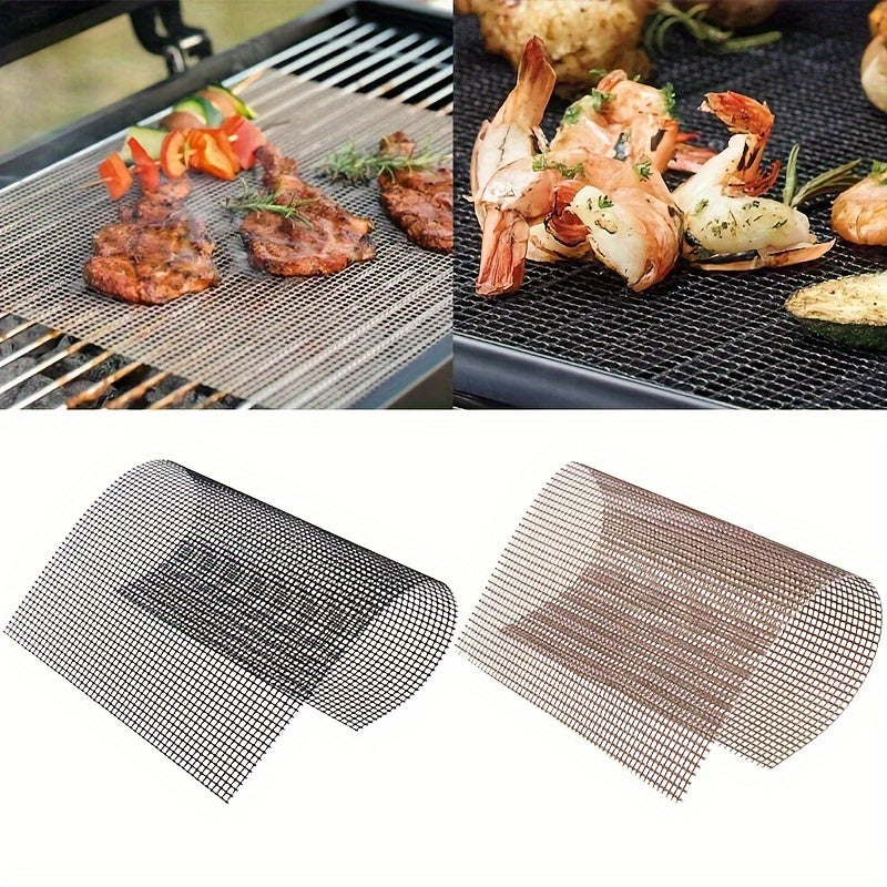 2 BBQ Grill Mat Non Stick Reusable Heat Resistant Mesh Oven Baking