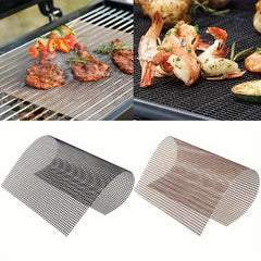 2 BBQ Grill Mat Non Stick Reusable Heat Resistant Mesh Oven Baking