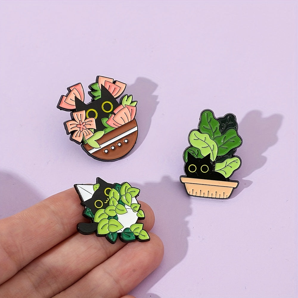 Funny Hiding Cat Enamel Pins Metal Paint Badges For Backpacks Clothing