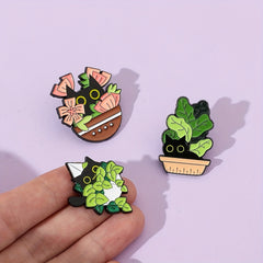 Funny Hiding Cat Enamel Pins Metal Paint Badges For Backpacks Clothing