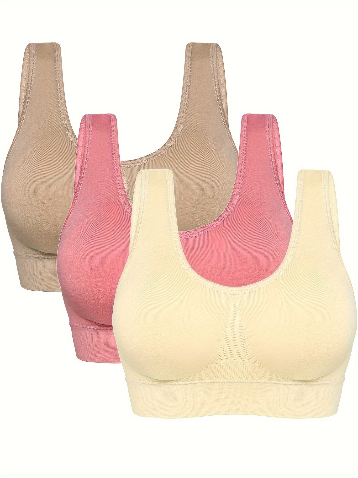 3pcs Seamless Wirelss Sports Bras Comfy & Breathable