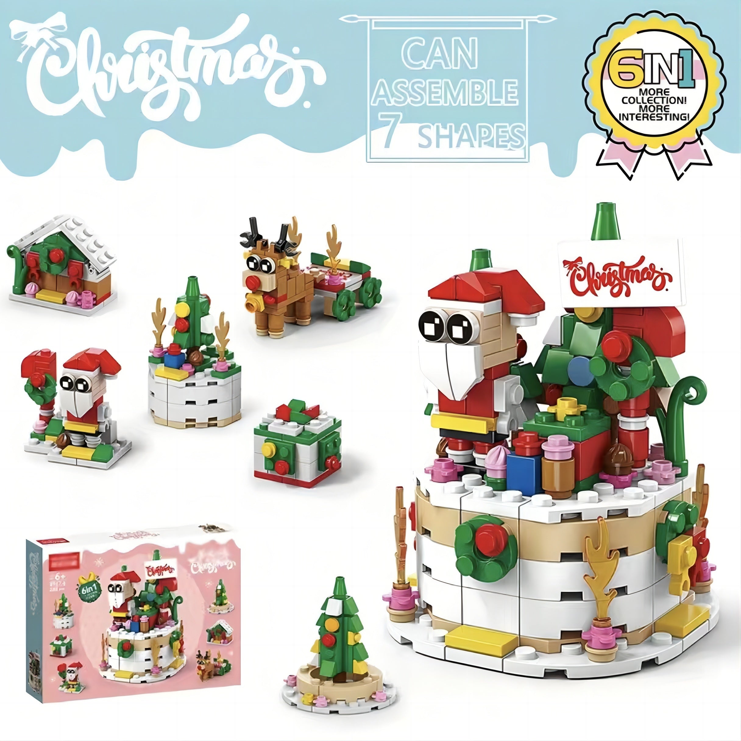 Christmas Series Small Assembly Building Blocks Santa Claus Toy for Children