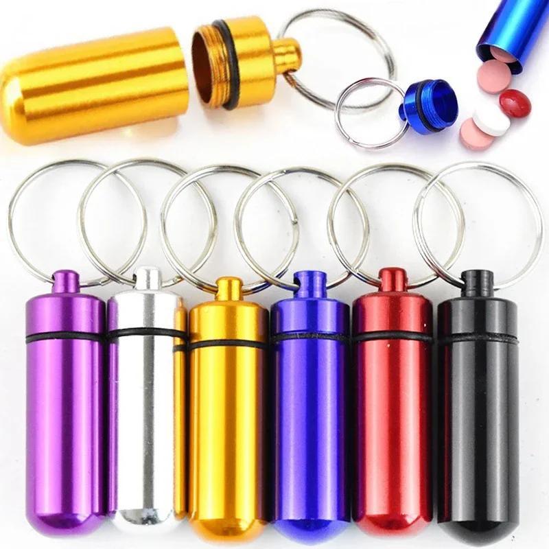 Mini Waterproof Aluminum Pill Box Medicine Case Container Bottle Holder Keychain