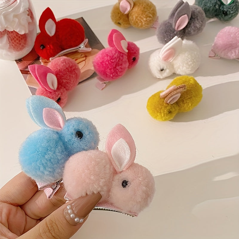 Bunny Plush Hair Clips for Girls
