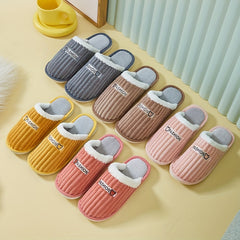 Plush Lined Slippers Cozy & Warm Slip On Closed Toe Flat Shoes