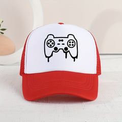 Kids Mesh Sunshade Gamepad Embroidery Baseball Cap