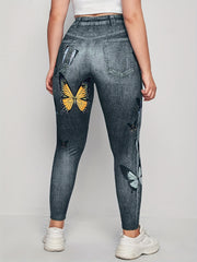  Butterfly Print High Rise Leggings