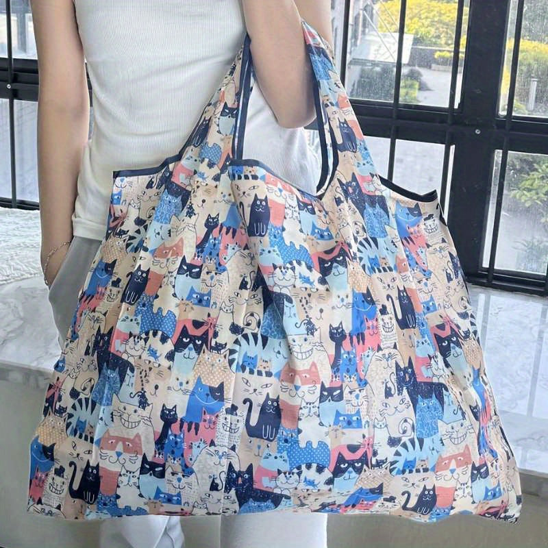 Cartoon Print Tote Shoulder Bag Lightweight Shopping Bag