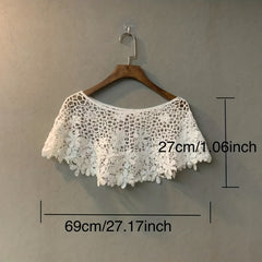 Flower Hollow Out Shawl Solid Breathable Wrap Casual Cape Decorative Shawl
