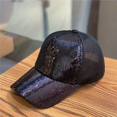 Y2K Sequin Sparkly Trucker Hat Hip Hop Adjustable Baseball Cap