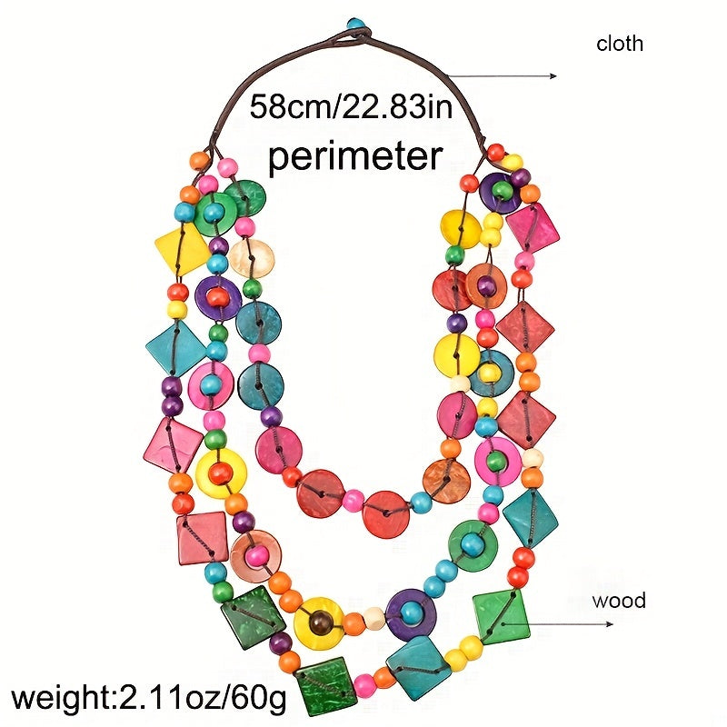 Bohemia Wooden Statement Collar Necklace Vintage Jewelry Gift