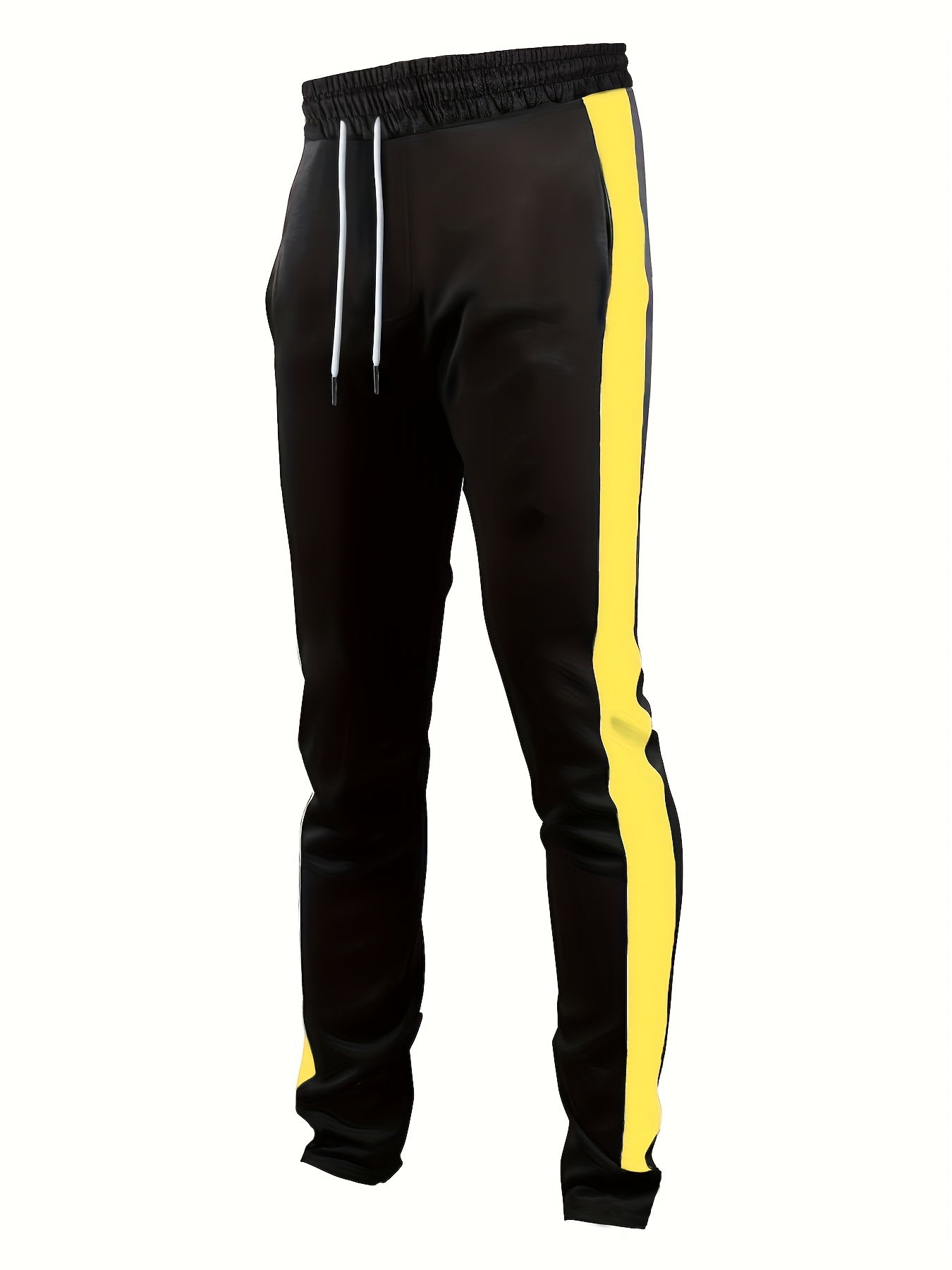 Yellow Vertical Block Men s Drawstring Sweatpants Casual Jogger Pants