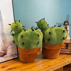 Soft Plush Cactus Doll in Green & Orange Pot Decor