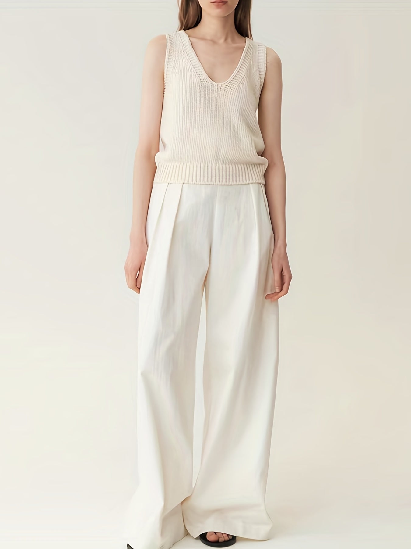  V Neck Sweater Vest Women's Basic Knitted Sleeveless Top