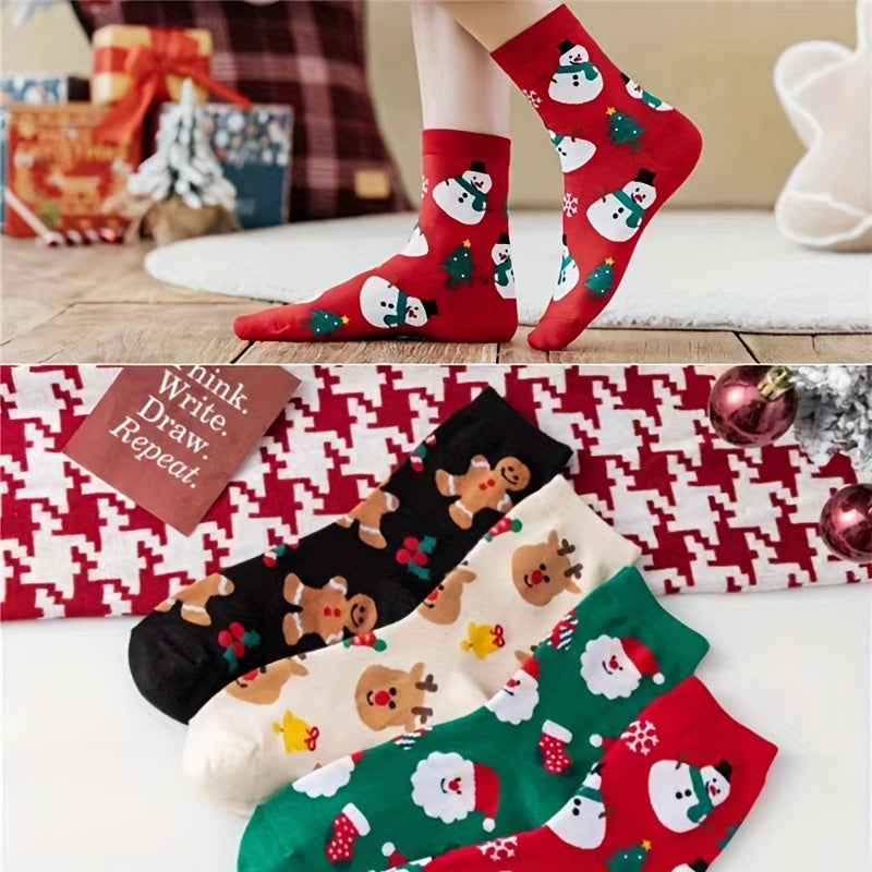 4 Pairs Christmas Print Socks Women's Stockings