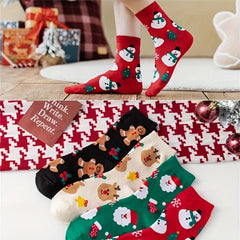 4 Pairs Christmas Print Socks Women's Stockings