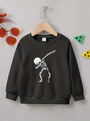 Funny Hip Hop Skeleton Print Boys Casual Pullover Sweatshirt