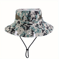 Kids Camo Sunshade Bucket Hat for Outdoor Hiking