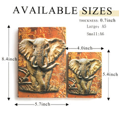 3D Elephant PU Leather A5 A6 Diary Notebook Embossed Leather Diary Planner Gift