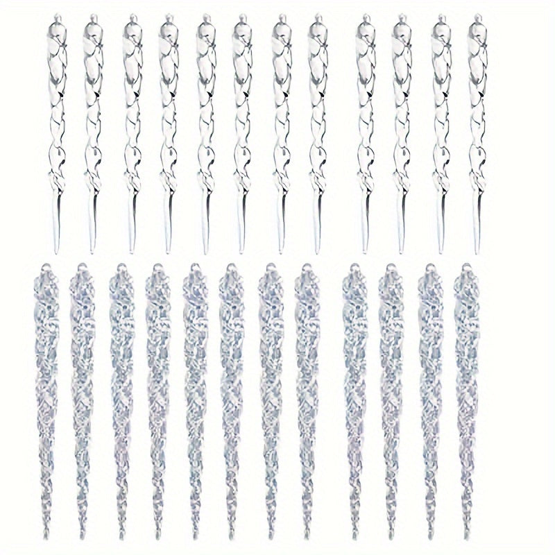 24pcs Christmas Tree Crystal Pendants Clear Acrylic Icicle Ornaments 2 Styles