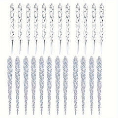 24pcs Christmas Tree Crystal Pendants Clear Acrylic Icicle Ornaments 2 Styles