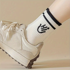 5 Pairs Letter Print Socks Soft Mid Tube Women's Stockings