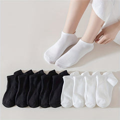 10 Pairs Solid Low Cut Socks Soft & Comfy Women's Stockings