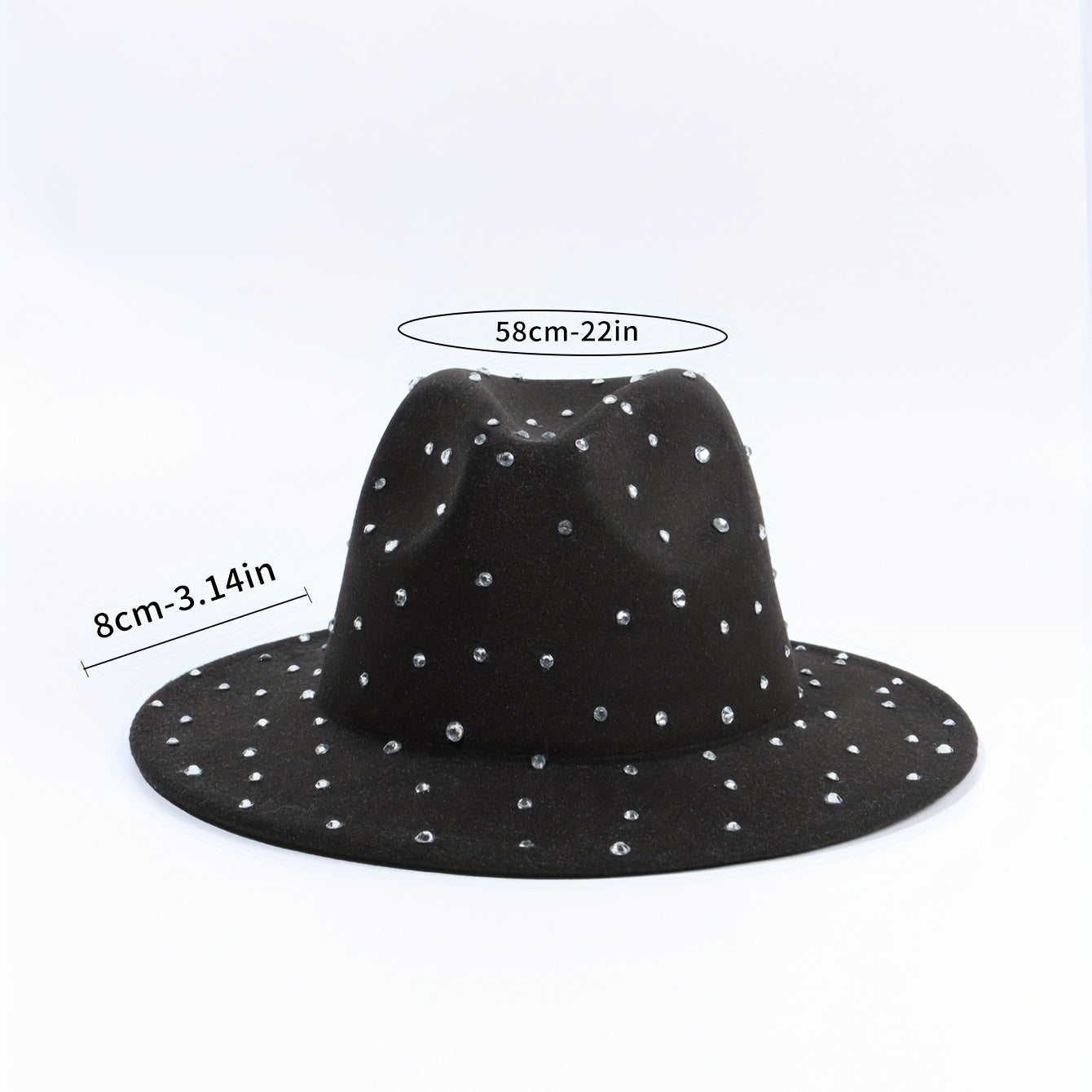 Y2K Rhinestone Decor Fedora Cap Unisex Jazz Hats Lightweight Felt Hat