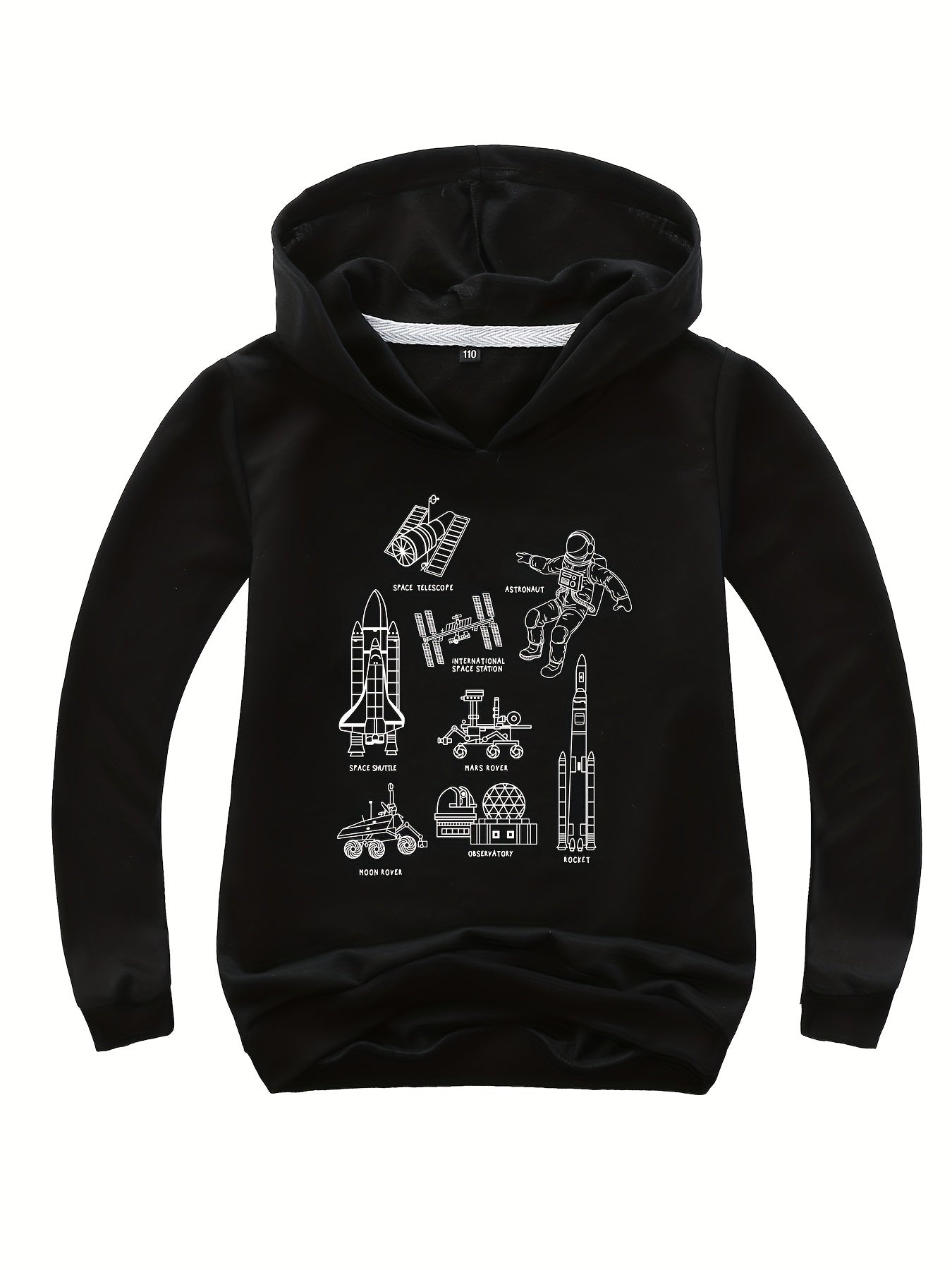 Space Rocket & Astronaut Boys Hooded Sweatshirt